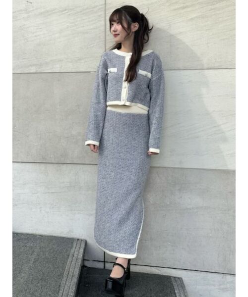 EATME（イートミー）の「バイカラーツイードライクスカート（セットアップ可能）（スカート・レディース・ブルー/ベージュ/ブラック・FREE）」の8枚目の写真