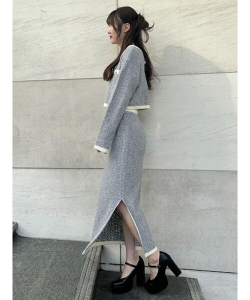 EATME（イートミー）の「バイカラーツイードライクスカート（セットアップ可能）（スカート・レディース・ブルー/ベージュ/ブラック・FREE）」の10枚目の写真