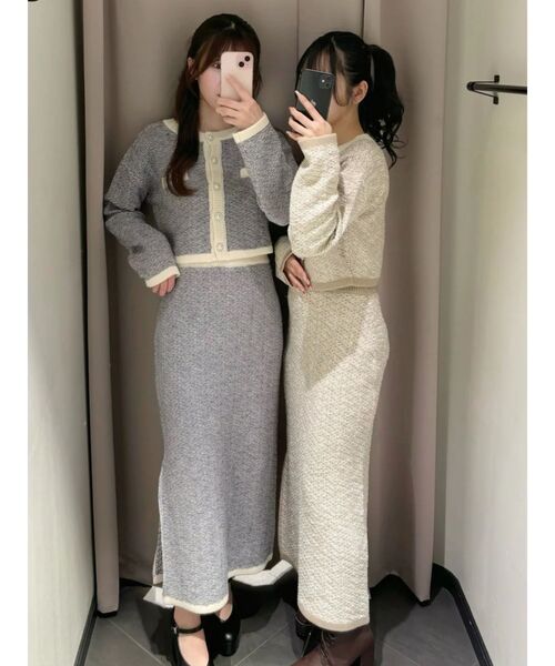 EATME（イートミー）の「バイカラーツイードライクスカート（セットアップ可能）（スカート・レディース・ブルー/ベージュ/ブラック・FREE）」の11枚目の写真