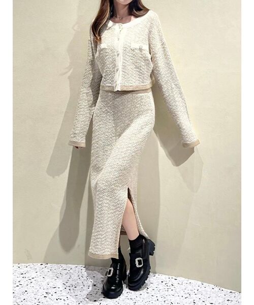 EATME（イートミー）の「バイカラーツイードライクスカート（セットアップ可能）（スカート・レディース・ブルー/ベージュ/ブラック・FREE）」の15枚目の写真