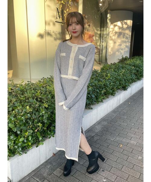 EATME（イートミー）の「バイカラーツイードライクスカート（セットアップ可能）（スカート・レディース・ブルー/ベージュ/ブラック・FREE）」の19枚目の写真