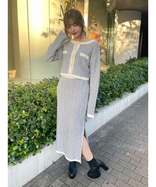 EATME（イートミー）の「バイカラーツイードライクスカート（セットアップ可能）（スカート・レディース・ブルー/ベージュ/ブラック・FREE）」の20枚目の写真