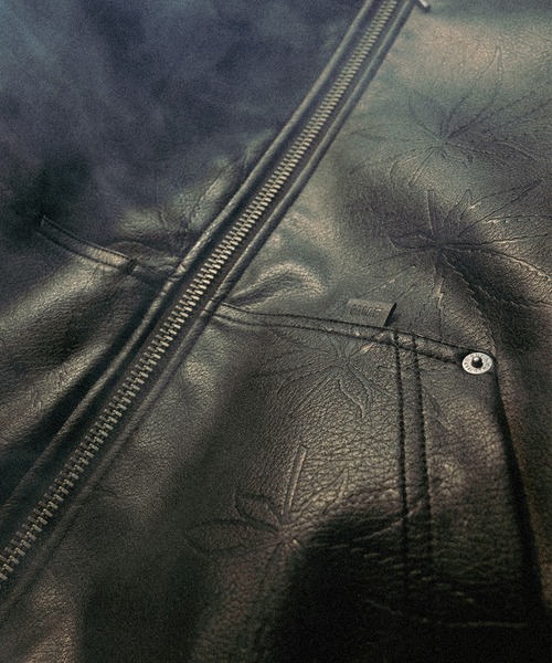 ジャケット・アウター HUF PLANTLIFE HOODED ZIP JACKET L PLANTLIFE HOODED ZIP JACKET フェイクレザージャケット-ハフ