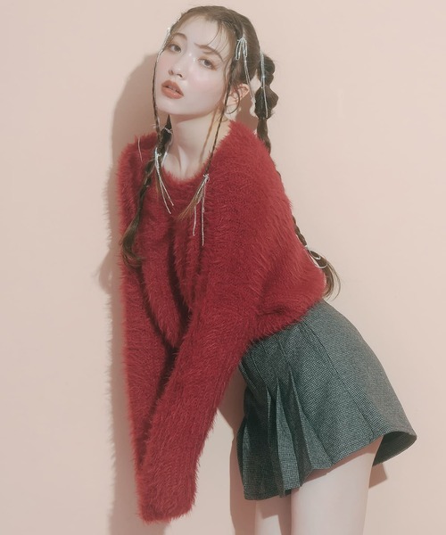 REDYAZEL(レディアゼル)の「シャギーニット(ニット/セーター・レディース・ブラック/オフホワイト/グレー/ベージュ/ボルドー・FREE)」の5枚目の写真