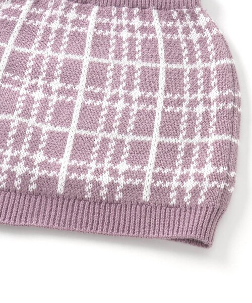 apres les cours（アプレレクール）の「チェック・リボン柄ボウタイニットセットアップ（セットアップ・キッズ・ピンク/アイボリー・120/130/90/110/100）」の14枚目の写真