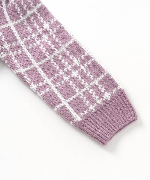 apres les cours（アプレレクール）の「チェック・リボン柄ボウタイニットセットアップ（セットアップ・キッズ・ピンク/アイボリー・120/130/90/110/100）」の9枚目の写真