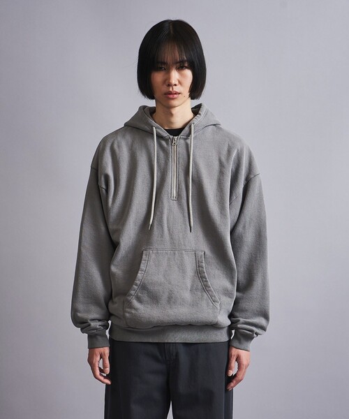 MONKEY TIME（モンキータイム）の「＜monkey time＞ オゾンウォッシュ ハーフジップ フーディー（パーカー・メンズ・ナチュラル/グレー・S/L/M/XL）」の4枚目の写真