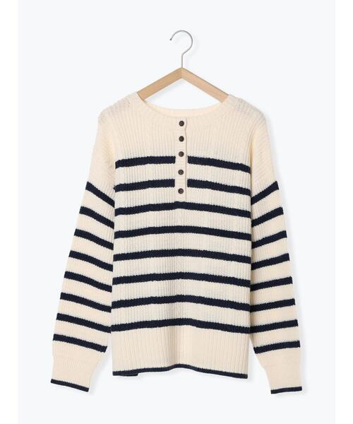 Samansa Mos2(サマンサ モスモス)の「ケーブル編みボーダー柄前後2WAYカーディガン(カーディガン/ボレロ・レディース・ピンク/ベージュ/イエロー/ブルー/オフホワイト/ミント・F)」の2枚目の写真