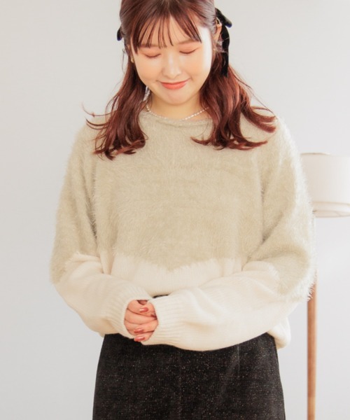 flower（フラワー）の「スパークルラインニット（ニット/セーター・レディース・グレー/コーラル・FREE）」の2枚目の写真