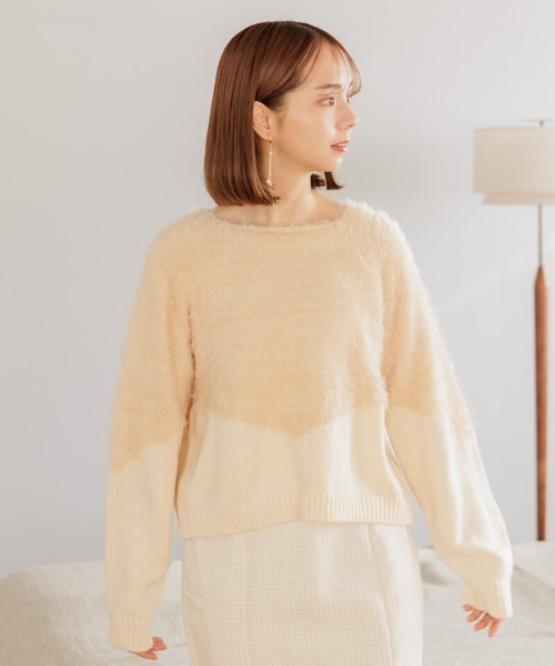 flower（フラワー）の「スパークルラインニット（ニット/セーター・レディース・グレー/コーラル・FREE）」の3枚目の写真