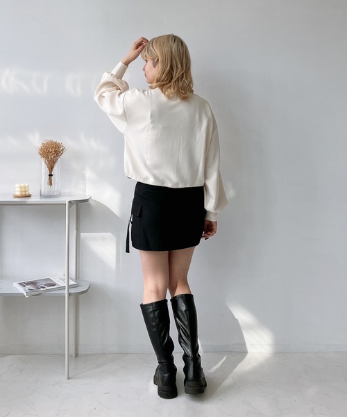 AS KNOW AS plus（アズノゥアズプラス）の「◎Wジップダンボール　ワンポイント刺繍ブルゾン（ジャージ・レディース・オフホワイト/チャコールグレー/グレイッシュベージュ・FREE）」の6枚目の写真