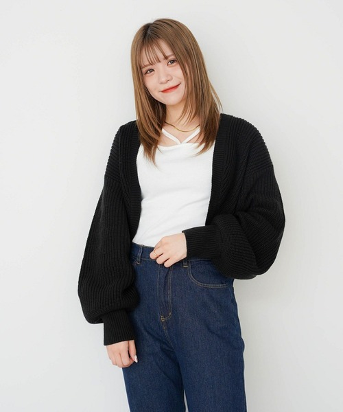 mimi toujours(ミミトゥジュール)の「スクエアネック ボレロ風 レイヤード トップス mimi toujours×ももはな(Tシャツ/カットソー・レディース・ホワイト/ブラック・M)」の8枚目の写真