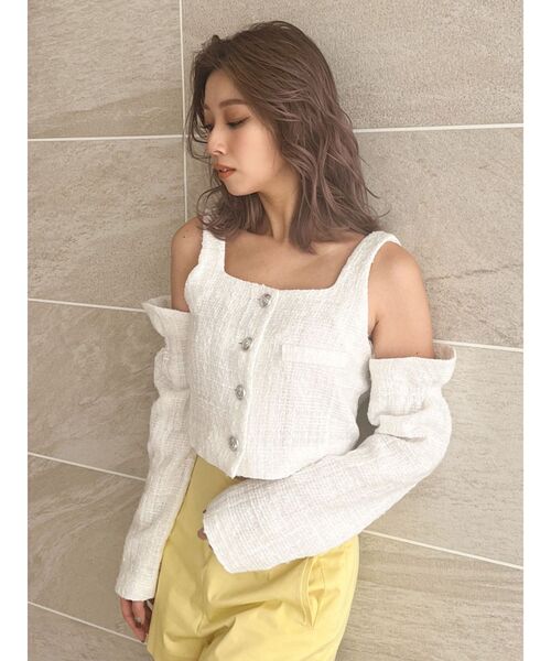 GYDA(ジェイダ)の「フロントボタン2WAY FANCYTWEEDブラウス(シャツ/ブラウス・レディース・オフホワイト/ピンク・FREE)」の20枚目の写真