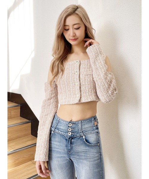 GYDA(ジェイダ)の「フロントボタン2WAY FANCYTWEEDブラウス(シャツ/ブラウス・レディース・オフホワイト/ピンク・FREE)」の10枚目の写真