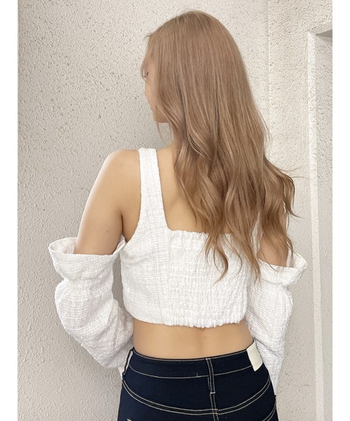 GYDA(ジェイダ)の「フロントボタン2WAY FANCYTWEEDブラウス(シャツ/ブラウス・レディース・オフホワイト/ピンク・FREE)」の8枚目の写真