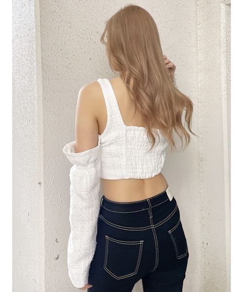 GYDA(ジェイダ)の「フロントボタン2WAY FANCYTWEEDブラウス(シャツ/ブラウス・レディース・オフホワイト/ピンク・FREE)」の9枚目の写真