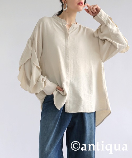 antiqua（アンティカ）フリルカラーブラウス＋大人っぽセットアップ　160 フリルカラーブラウス ブラウス キッズ 子供服 ジュニア・(100