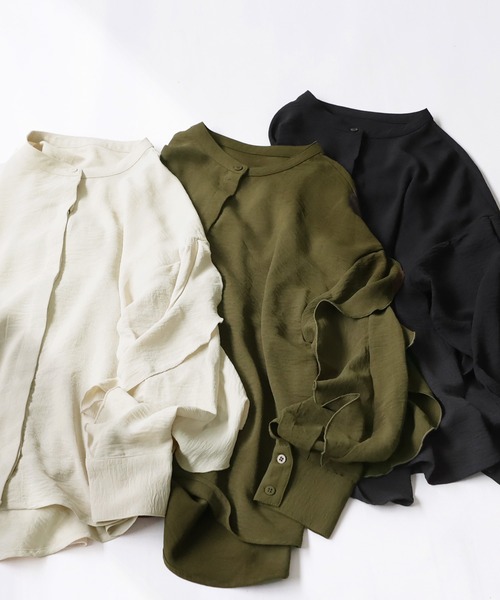 antiqua（アンティカ）フリルカラーブラウス＋大人っぽセットアップ　160 フリルカラーブラウス ブラウス キッズ 子供服 ジュニア・(100
