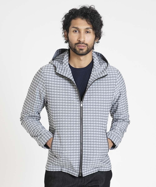 千鳥柄フードブルゾン