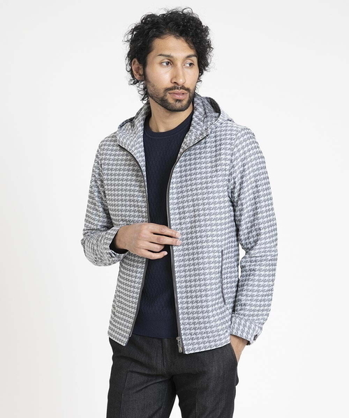 MICHEL KLEIN HOMME (ミッシェルクランオム)の「千鳥柄フードブルゾン(ブルゾン・メンズ・ネイビー/グレー・MEDIUM/LARGE/X-LARGE)」の12枚目の写真