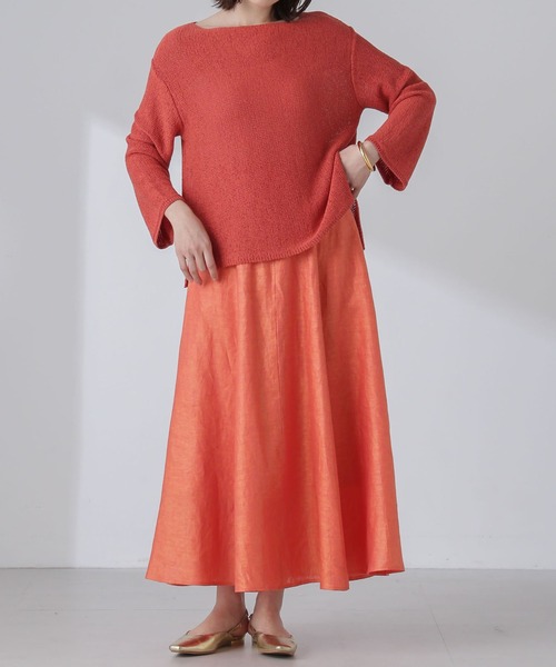 NANO universe(ナノユニバース)の「リネンフレアスカート(セットアップ可)(スカート・レディース・ブラウン/ブルー/イエロー/レッド・M/S)」の4枚目の写真