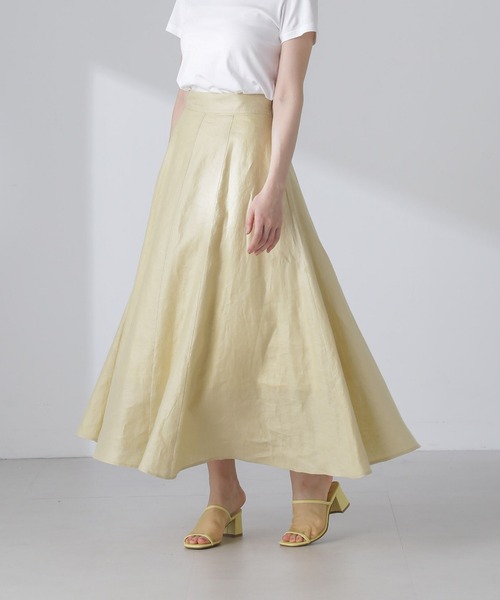 NANO universe(ナノユニバース)の「リネンフレアスカート(セットアップ可)(スカート・レディース・ブラウン/ブルー/イエロー/レッド・M/S)」の3枚目の写真
