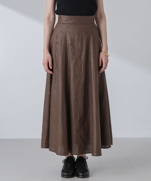 NANO universe(ナノユニバース)の「リネンフレアスカート(セットアップ可)(スカート・レディース・ブラウン/ブルー/イエロー/レッド・M/S)」の7枚目の写真