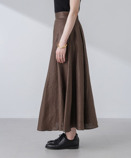 NANO universe(ナノユニバース)の「リネンフレアスカート(セットアップ可)(スカート・レディース・ブラウン/ブルー/イエロー/レッド・M/S)」の8枚目の写真