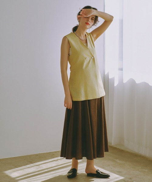 NANO universe(ナノユニバース)の「リネンフレアスカート(セットアップ可)(スカート・レディース・ブラウン/ブルー/イエロー/レッド・M/S)」の16枚目の写真