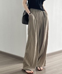 COCOMOMO | 【カラー×サイズ展開あり】 さらっと快適、ゆるっとこなれ感。 ワイドパンツ ウエストゴム 涼感 くしゅくしゅ イージーパンツ ナチュラル 夏服(その他パンツ)