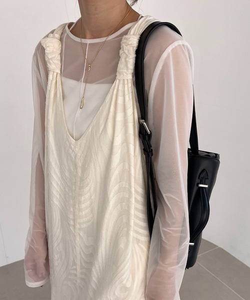 CAPRICIEUX LE'MAGE(カプリシューレマージュ)の「カットジャガードロンパース(つなぎ/オールインワン・レディース・オフホワイト/ブラック・FREE)」の15枚目の写真