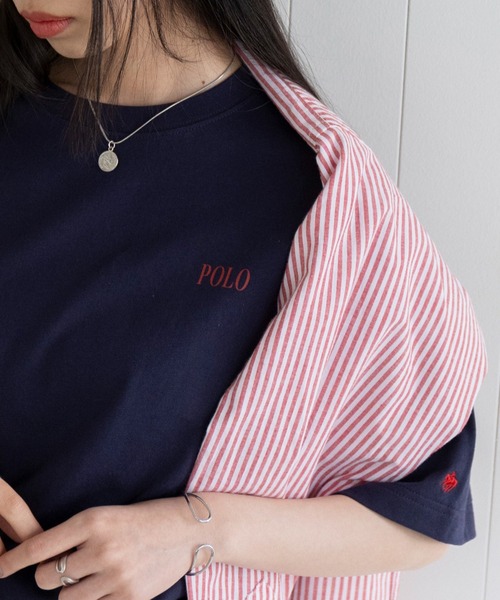 POLO BCS（ポロ ビーシーエス）の「【POLO BCS】Mini POLO oversize print Tee　ミニポロ ワンポイントロゴ　オーバーサイズTシャツ（Tシャツ/カットソー・レディース・ブラック/ホワイト/ホワイト系その他2/ブラック系その他2/ネイビー系2/グリーン/ネイビー・S/M/L/XL/XS）」の7枚目の写真
