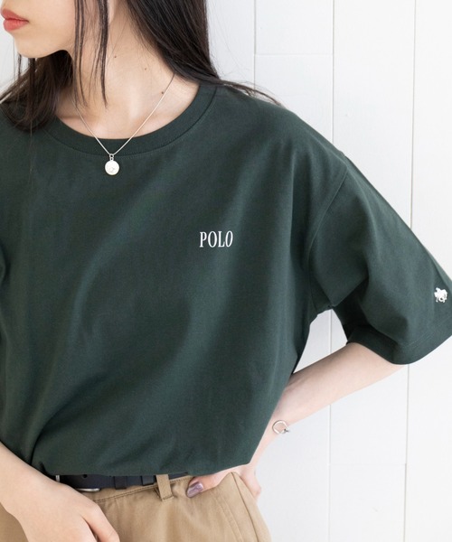 POLO BCS（ポロ ビーシーエス）の「【POLO BCS】Mini POLO oversize print Tee　ミニポロ ワンポイントロゴ　オーバーサイズTシャツ（Tシャツ/カットソー・レディース・ブラック/ホワイト/ホワイト系その他2/ブラック系その他2/ネイビー系2/グリーン/ネイビー・S/M/L/XL/XS）」の5枚目の写真