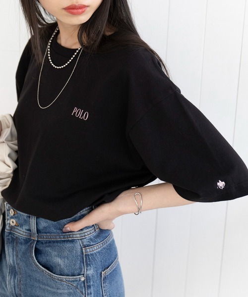 POLO BCS（ポロ ビーシーエス）の「【POLO BCS】Mini POLO oversize print Tee　ミニポロ ワンポイントロゴ　オーバーサイズTシャツ（Tシャツ/カットソー・レディース・ブラック/ホワイト/ホワイト系その他2/ブラック系その他2/ネイビー系2/グリーン/ネイビー・S/M/L/XL/XS）」の15枚目の写真