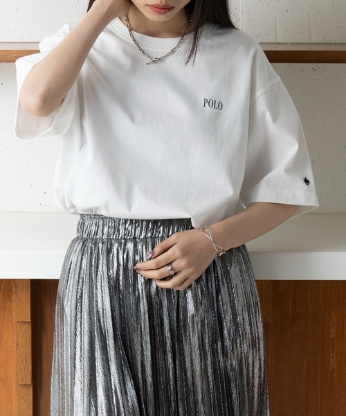 POLO BCS（ポロ ビーシーエス）の「【POLO BCS】Mini POLO oversize print Tee　ミニポロ ワンポイントロゴ　オーバーサイズTシャツ（Tシャツ/カットソー・レディース・ブラック/ホワイト/ホワイト系その他2/ブラック系その他2/ネイビー系2/グリーン/ネイビー・S/M/L/XL/XS）」の9枚目の写真