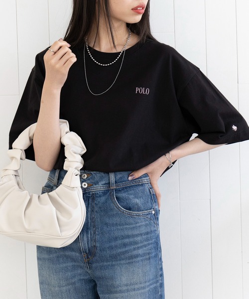 POLO BCS（ポロ ビーシーエス）の「【POLO BCS】Mini POLO oversize print Tee　ミニポロ ワンポイントロゴ　オーバーサイズTシャツ（Tシャツ/カットソー・レディース・ブラック/ホワイト/ホワイト系その他2/ブラック系その他2/ネイビー系2/グリーン/ネイビー・S/M/L/XL/XS）」の22枚目の写真