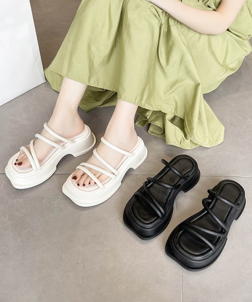Miniministore（ミニミニストア）の「厚底サンダル ストラップ 美脚 韓国 夏（サンダル・レディース・ブラック/アイボリー・25.0cm/22.5cm/23.0cm/23.5cm/24.0cm/24.5cm）」の9枚目の写真