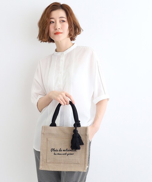 GROVE ♥ GRVB_FLOWER TOTE BAG/追跡付 セール】ジュートメッセージミニトート（トートバッグ）｜grove