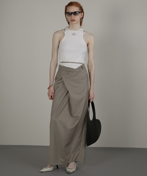 PRANK PROJECT（プランクプロジェクト）の「ウーステッドローウエストマキシスカート / Worsted Low Waist Maxi Skirt（スカート・レディース・グレー/ベージュ・36/38）」の6枚目の写真