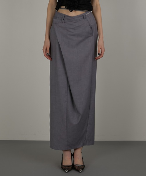 PRANK PROJECT（プランクプロジェクト）の「ウーステッドローウエストマキシスカート / Worsted Low Waist Maxi Skirt（スカート・レディース・グレー/ベージュ・36/38）」の7枚目の写真