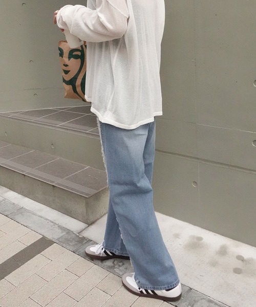 CORNERS(コーナーズ)の「サイドフリンジワイドデニムパンツ(デニムパンツ・レディース・ブルー/ブラック/インディゴブルー・S/M/L)」の13枚目の写真