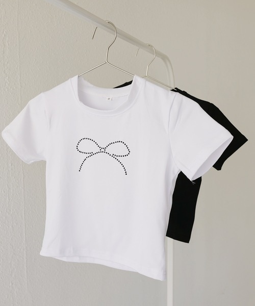 Mela(メラ)の「RIBBON STONE TEE(Tシャツ/カットソー・レディース・ホワイト/ブラック・L/M/S)」の6枚目の写真