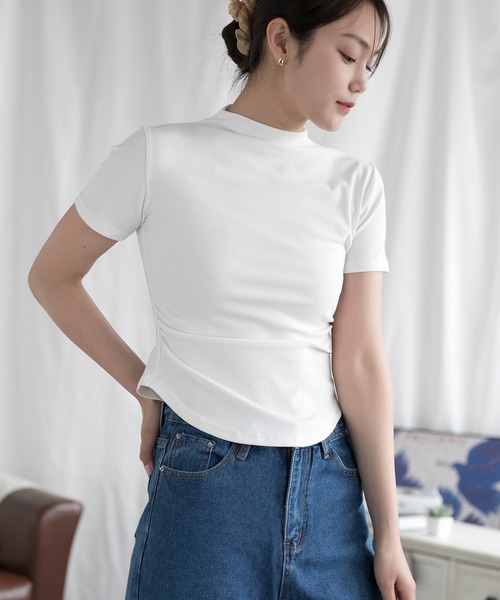 aimoha(アイモハ)の「フェミニン半袖トップス(Tシャツ/カットソー・レディース・ホワイト/ブラック/イエロー/ダークグレー・FREE)」の19枚目の写真