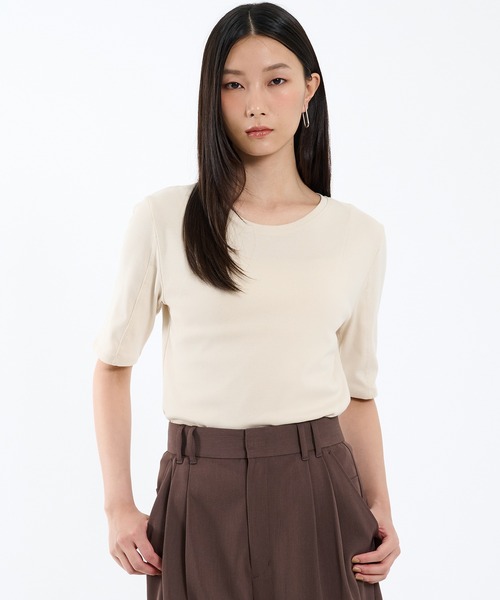 PUBLIC TOKYO（パブリックトウキョウ）の「リラックススリムフライスハーフスリーブTシャツ（Tシャツ/カットソー・レディース・ホワイト/ベージュ/ブラック・1/2）」の14枚目の写真