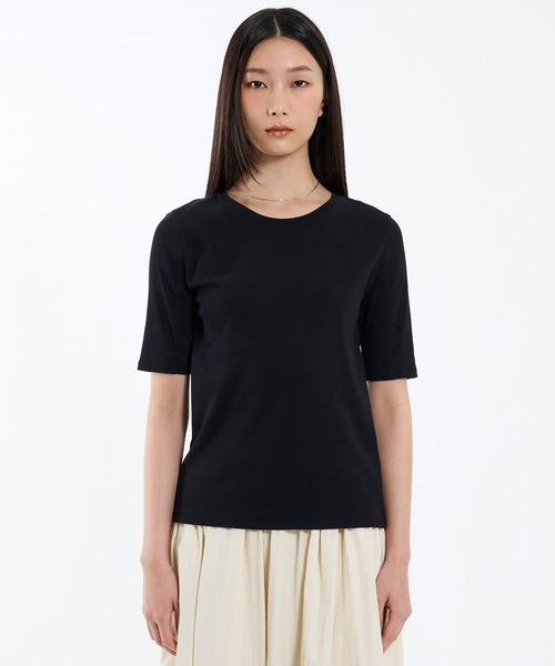 PUBLIC TOKYO（パブリックトウキョウ）の「リラックススリムフライスハーフスリーブTシャツ（Tシャツ/カットソー・レディース・ホワイト/ベージュ/ブラック・1/2）」の16枚目の写真