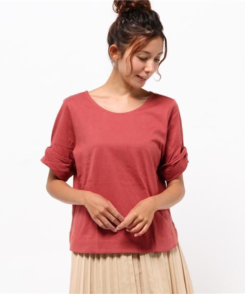 OUTLET（アウトレット）の「【mystic】カット袖リボンプルオーバー（Tシャツ/カットソー・レディース・ネイビー/ピンク系その他/ブラック/オフホワイト/グレー・FREE）」の5枚目の写真