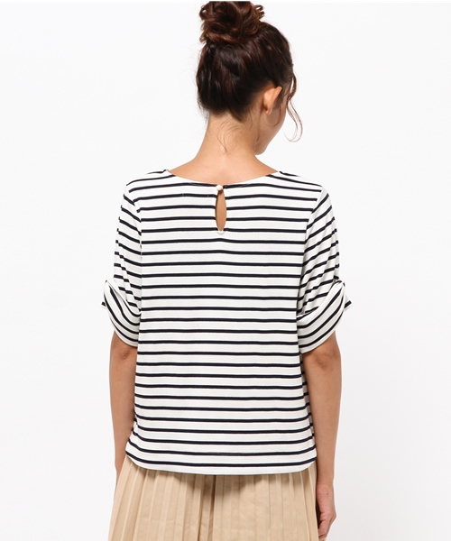 OUTLET（アウトレット）の「【mystic】カット袖リボンプルオーバー（Tシャツ/カットソー・レディース・ネイビー/ピンク系その他/ブラック/オフホワイト/グレー・FREE）」の10枚目の写真
