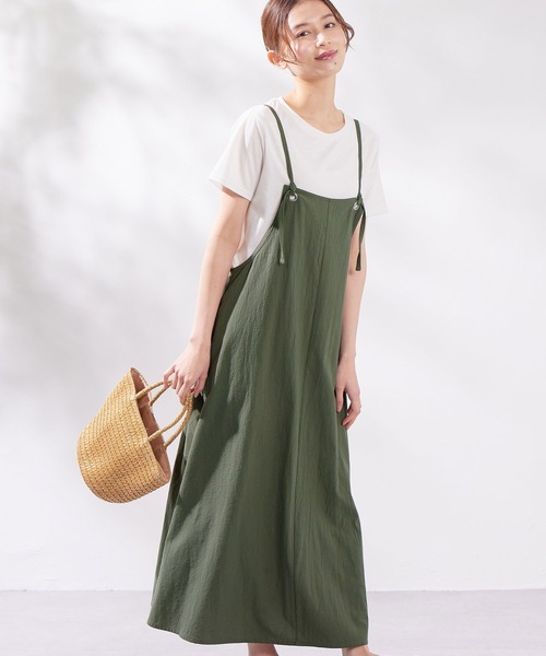 Viola e Viola(ヴィオラエヴィオラ)の「綿100%前後2WAYキャミワンピース(ワンピース・レディース・カーキ/モカ/ブラック・MEDIUM/LARGE/X-LARGE/XX-LARGE)」の1枚目の写真
