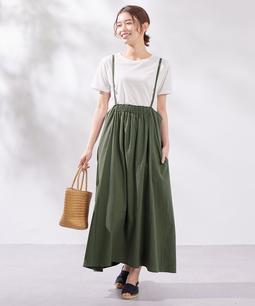 Viola e Viola(ヴィオラエヴィオラ)の「綿100%前後2WAYキャミワンピース(ワンピース・レディース・カーキ/モカ/ブラック・MEDIUM/LARGE/X-LARGE/XX-LARGE)」の9枚目の写真