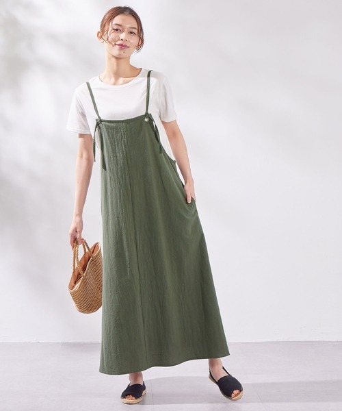 Viola e Viola(ヴィオラエヴィオラ)の「綿100%前後2WAYキャミワンピース(ワンピース・レディース・カーキ/モカ/ブラック・MEDIUM/LARGE/X-LARGE/XX-LARGE)」の10枚目の写真
